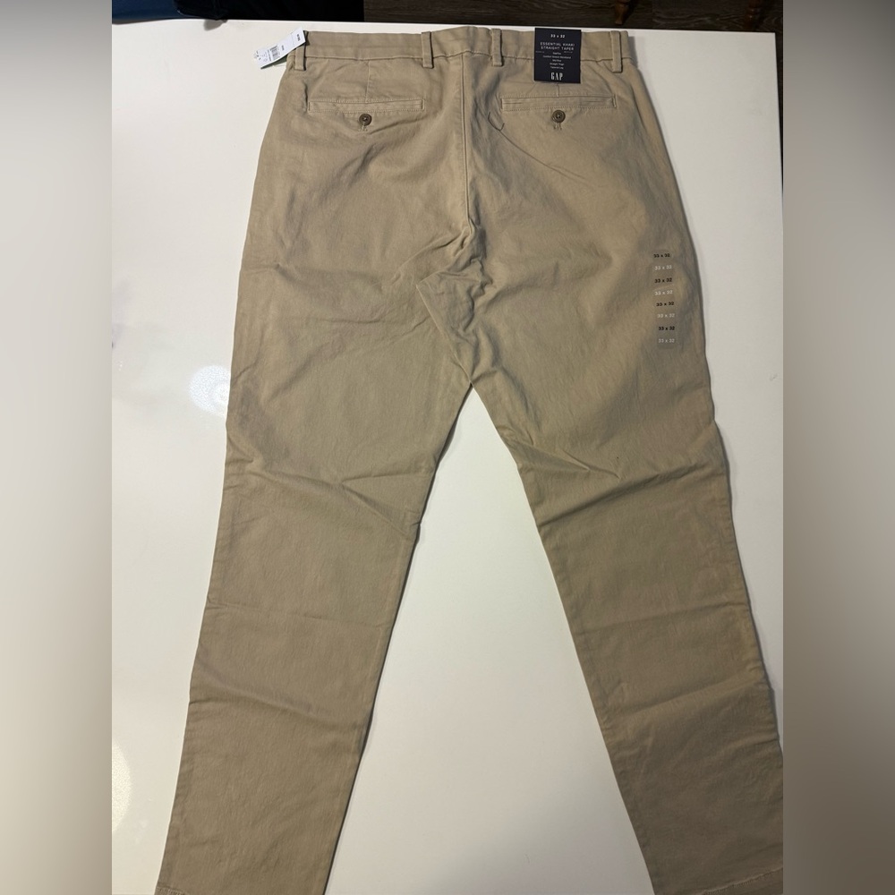 GAP Men's Essential Khaki Straight Taper Pants - Beige - Picture 3 of 3